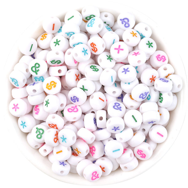 Round Symbol Acrylic Beads, 4*7mm, 500g, MBAC4088