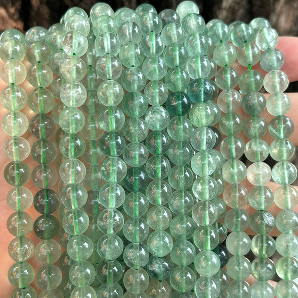 Natural Green Fluorite Beads, Natural Color, 4/6/8/10mm, 1 Strand, MBGEFLU004