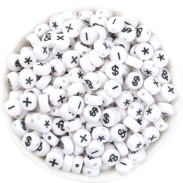 Round Symbol Acrylic Beads, 4*7mm, 500g, MBAC4087