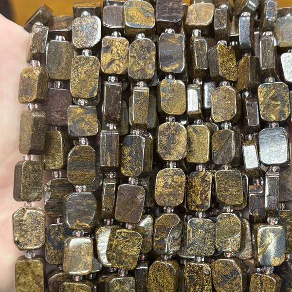 Natural Irregular Rectangular Bronzite Beads, Natural Color, 8*12mm, 1 Strand, MBGEBRO006