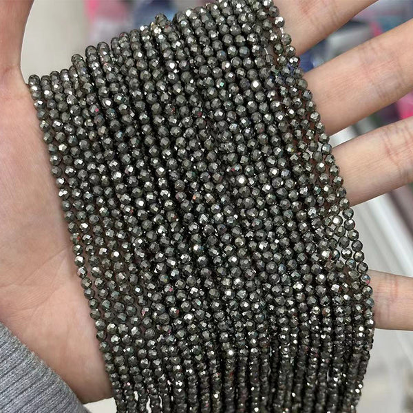 Natural Pyrite Beads, Natural Color, 3mm, 1 Strand, MBGEPYR002