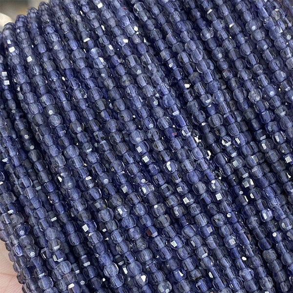 Natural Faceted Square Iolite Beads, Natural Color, 2.5mm, 1 Strand, MBGEIOL008