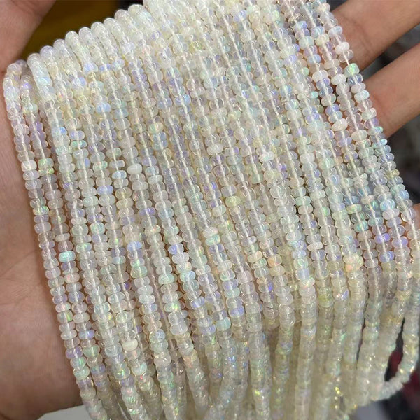 Natural Ethiopian Light Yellow Opal Irregular Small Rondelle Beads, Natural Color, 3.5-5.5/4.5-5mm, 1 Strand, MBGEOPA001