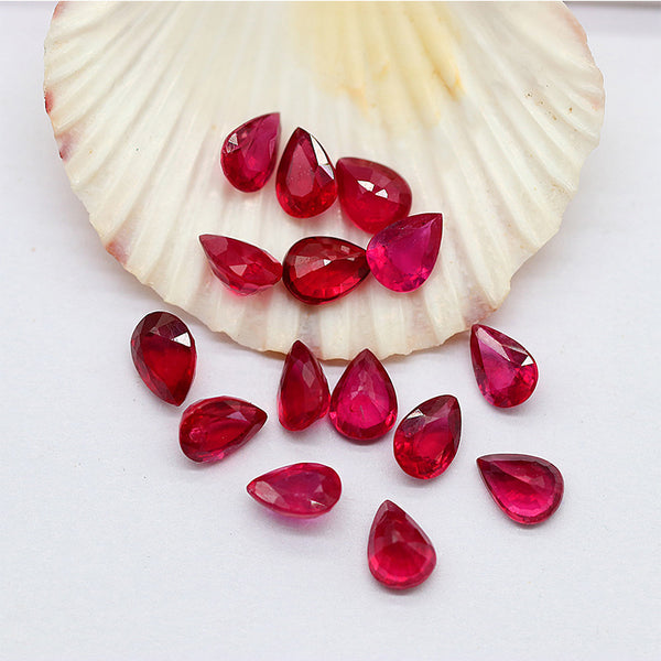 Pear Ruby Faceted Gemstone, Heat Treated, Slightly Included, 1 Piece, MFFG1103