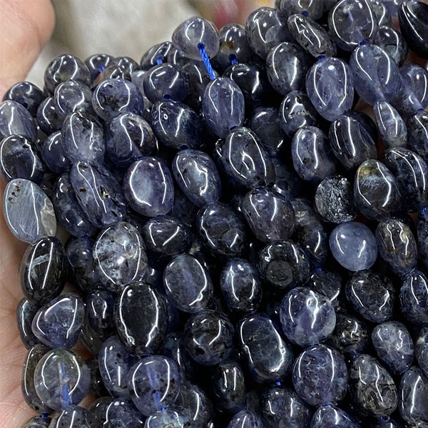 Natural Iolite Chip Beads, Natural Color, Approximately 6*8mm, 1 Strand, MBGEIOL011