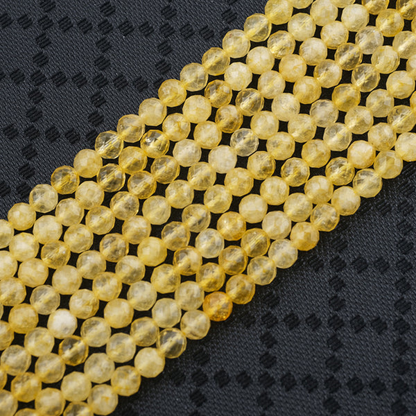 Natural Faceted Round Citrine Beads, 6/8mm, 1 Strand, MBGECIT023