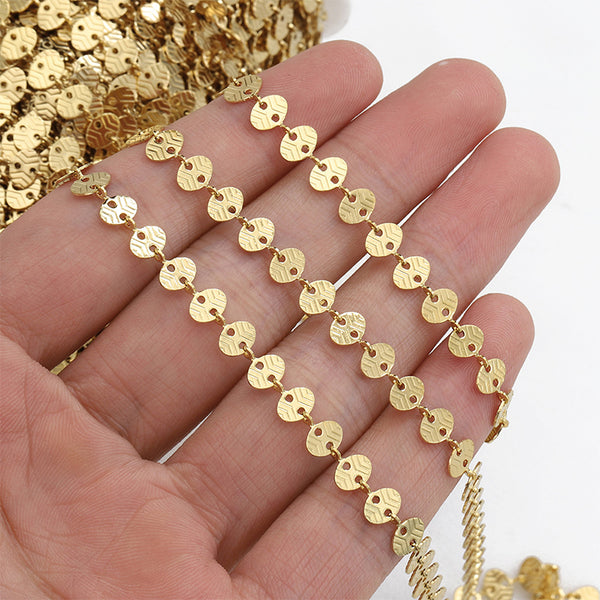 Patterned Plate Stainless Steel Chain, Oval/Heart-shaped Stainless Steel Chain, MSCH2019