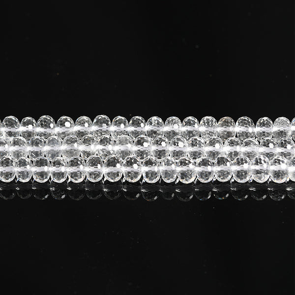 Natural 128-Facet Wheel-Shaped Rock Crystal Beads, 4*8/6*9mm, Clear Crystal, 1 Strand, MBGEROC004