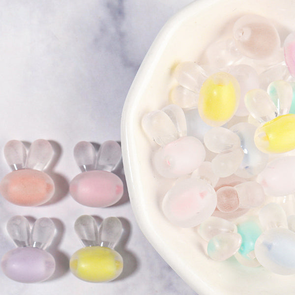 Rabbit Frosted Acrylic Bead With Inner Bead, 100g/500g, MBAC7004