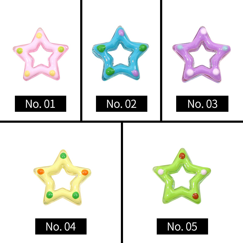 10pieces,  Colorful Spotted Star-shaped Acrylic Beads, MBAC3036