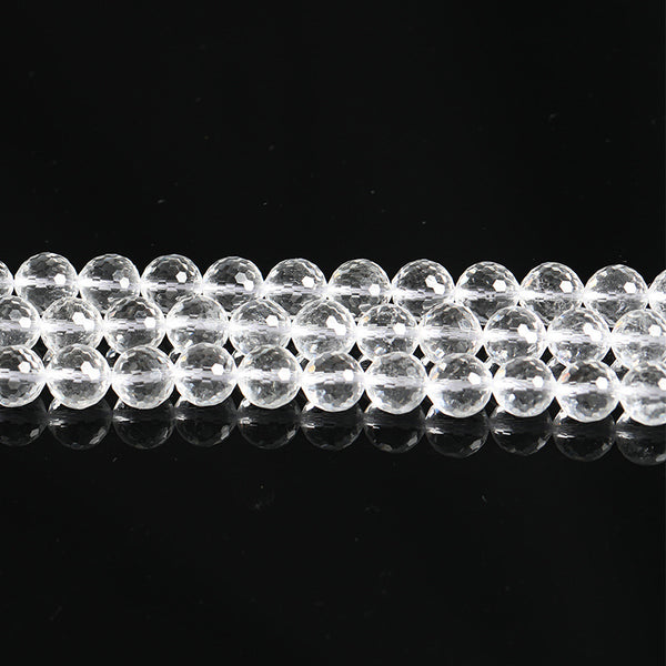 Natural 128-Facet Rock Crystal Beads, 6/8/10/12mm, Clear Crystal, 1 Strand, MBGEROC003