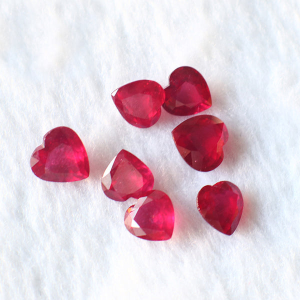 Heart Ruby Faceted Gemstone, Heat Treated, Slightly Included, 1 Piece, MFFG1104