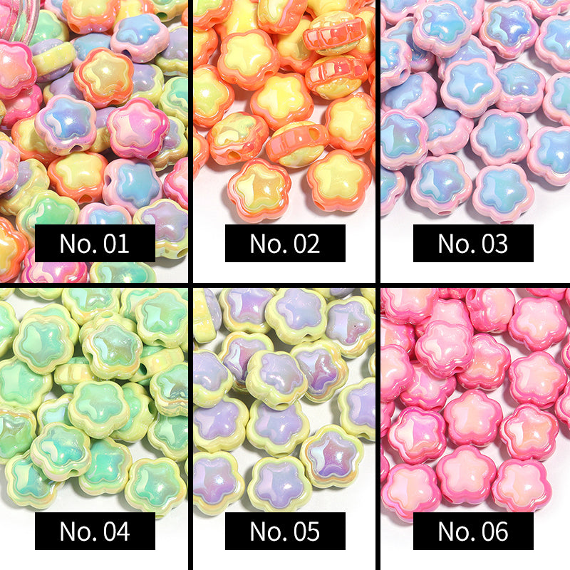 10 Pieces, Flower Plated Colorful Acrylic Beads, MBAC6073
