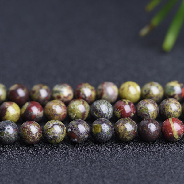 Natural Dragon Bloodstone Beads, Natural Color, 4/6/8/10/12mm, 1 Strand, MBGEBLO004