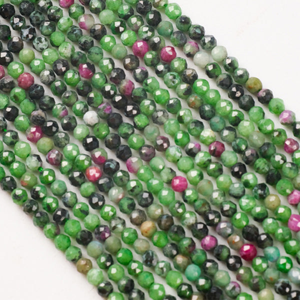 Natural Faceted Ruby in Zoisite Beads, Natural Color, 2/3/4/6/8mm, 1 Strand, MBGERIZ004