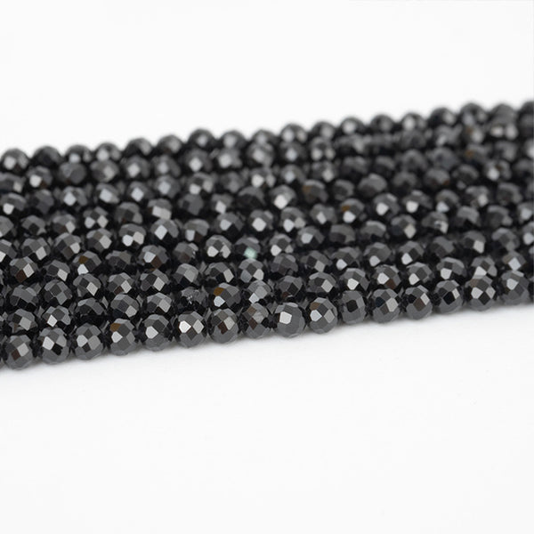 Natural Faceted Black Spinel Beads, Natural Color, 2/3/4/5mm, 1 Strand, MBGESPI002