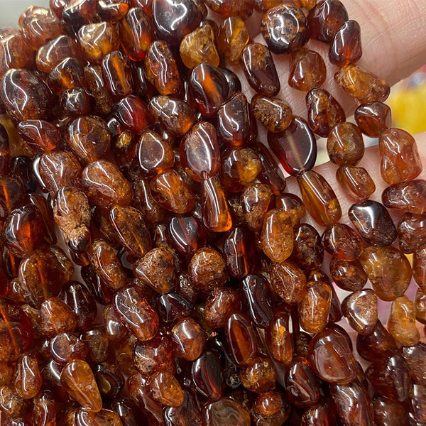 Natural Orange Irregular Oval Garnet Beads, Natural Color, Approximately 6*8mm, 1 Strand, MBGEGAR012