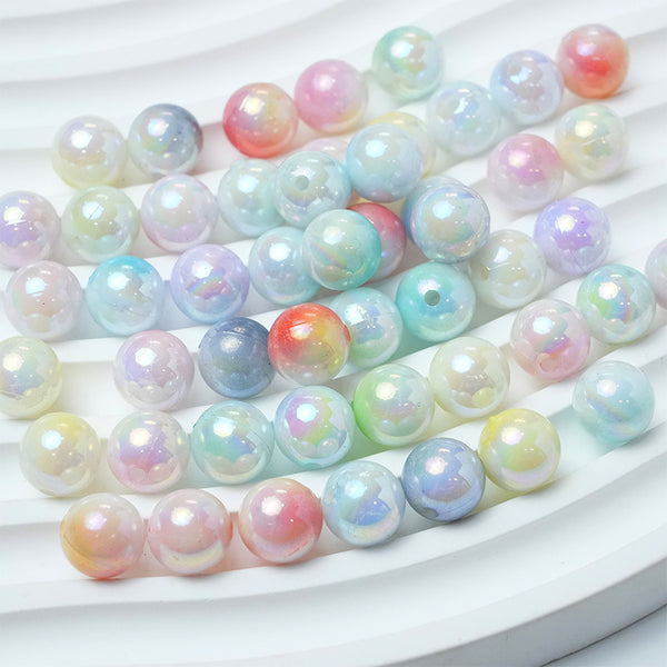 Spherical Plated Colorful Acrylic Beads, 500g, MBAC6026