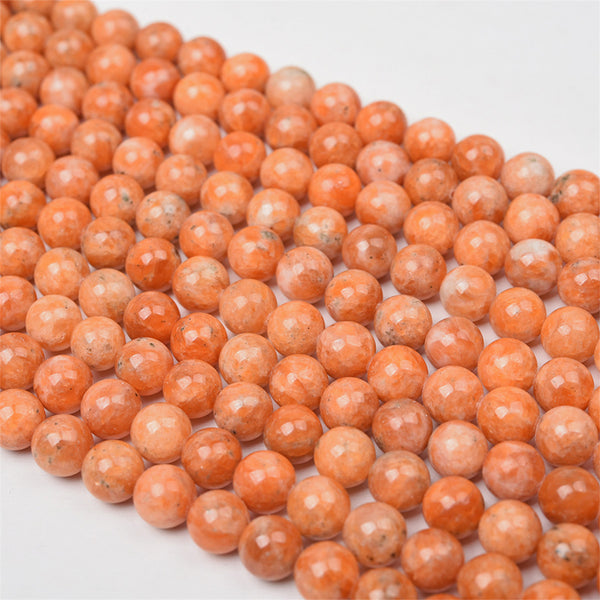 Perles de calcite orange naturelle, 6/8/10mm, 1 fil