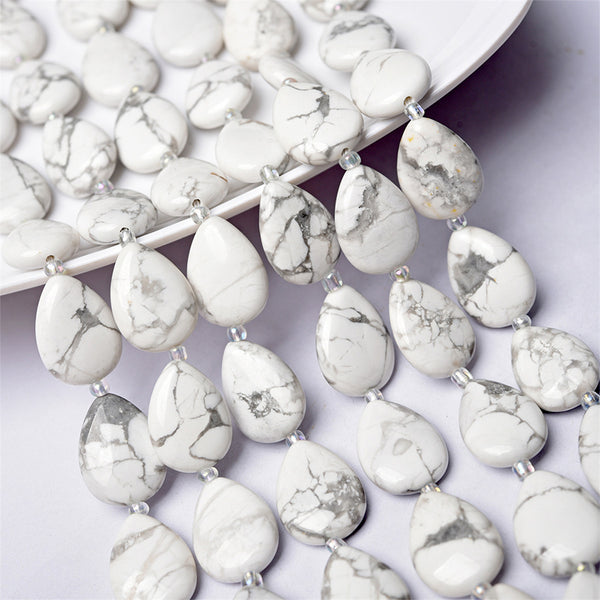 Natural Teardrop Howlite Beads, Natural Color, 13*18mm, 1 Strand, MBGEHOW002