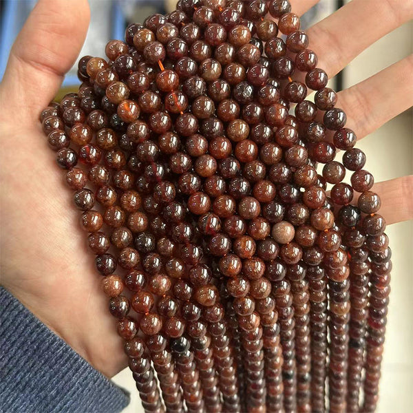 Natural Dark Orange Garnet Beads, Natural Color, 4/6.5/7/8mm, 1 Strand, MBGEGAR006