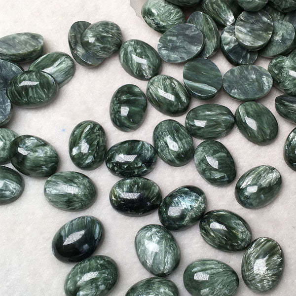 Natural Seraphinite Oval Cabochons, Natural Color, AAA Grade, 1 Piece, MFCA3501