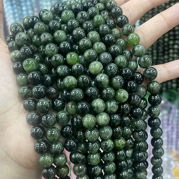 Natural Diopside Beads, Natural Color, 6/8/10mm, 1 Strand, MBGEDIO009