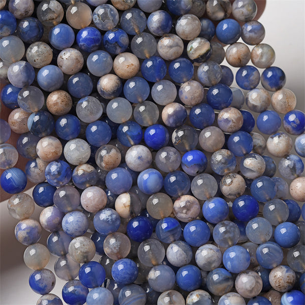 Blue Cherry Blossom Agate Beads, 6/8mm, Dyed, 1 Strand, MBGEAGA027