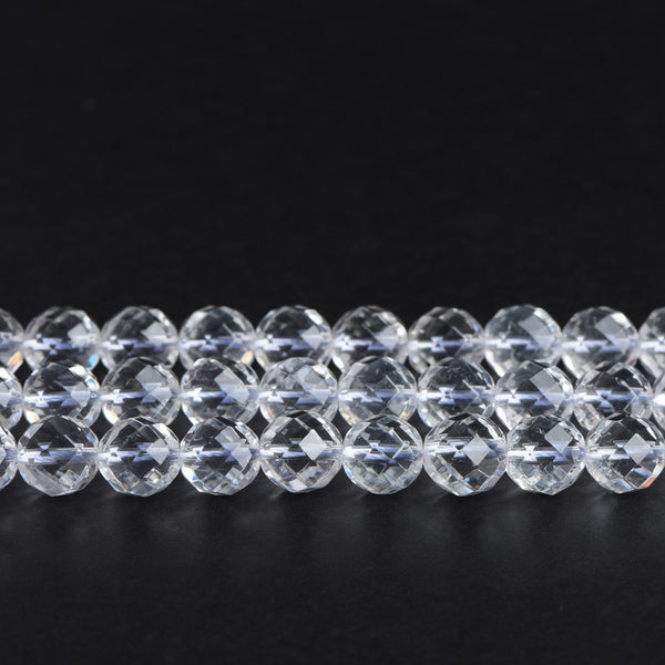 Natural 64-Facet Rock Crystal Beads, 8-16mm, Clear Crystal, 1 Strand, MBGEROC002