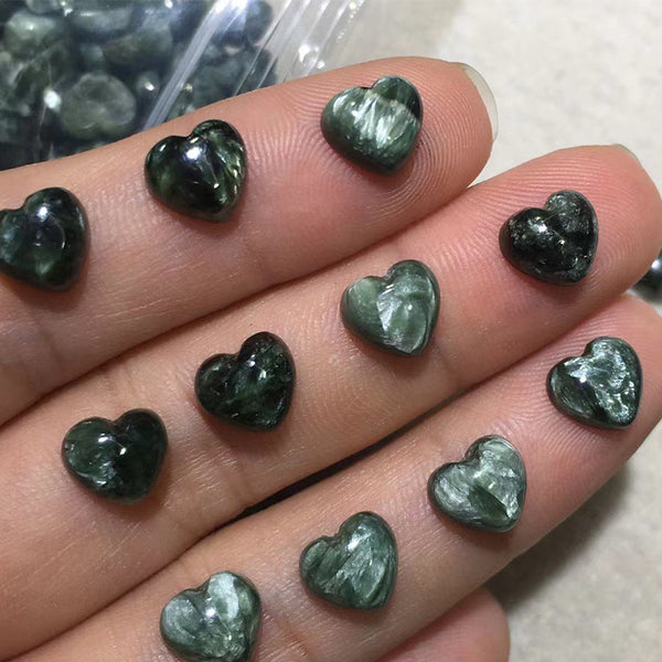Natural Seraphinite Heart Cabochons, Natural Color, AAA Grade, 1 Piece, MFCA3503