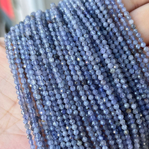 Natural Faceted Tanzanite Beads, Natural Color, 2mm, 1 Strand, MBGETAN002