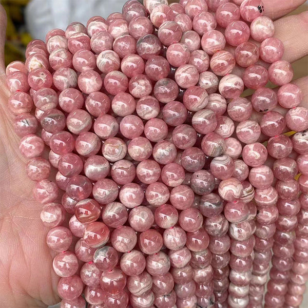 Natural Argentine Rhodochrosite Beads, Natural Color, 5/6/7.5/8.5/9.5mm, 1 Strand, MBGERHD001