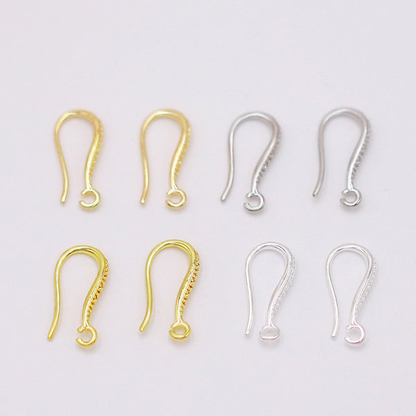 Textured U-Shaped Brass Earring Hook, 7*15.5mm, 20pieces, MFEA1005