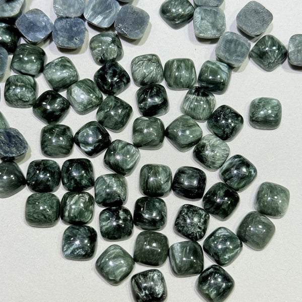 Natural Seraphinite Cushion Cabochons, Natural Color, AAA Grade, 1 Piece, MFCA3504