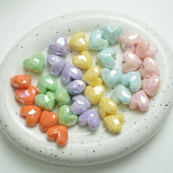 Heart-shaped Plated Colorful Acrylic Beads, 500g, MBAC6035