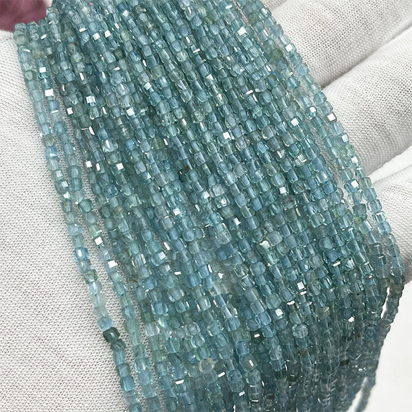 Natural Light Blue Faceted Square Diopside Beads, Natural Color, 2.5mm, 1 Strand, MBGEDIO006