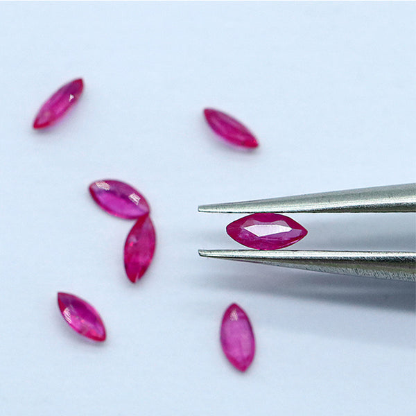 Marquise Ruby Faceted Gemstone, Natural Color, Slightly Included, 1 Piece, MFFG1107