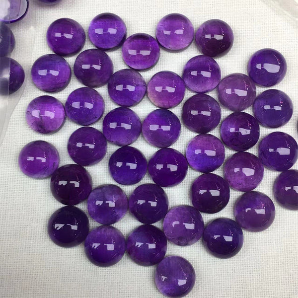 Natural Amethyst Round Cabochons, Natural Color, AA Grade, 1 Piece, MFCA0203