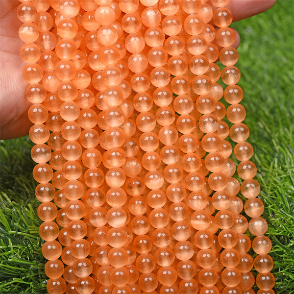 Orange Selenite Beads, Dyed, 8mm, 1 Strand, MBGESEL004