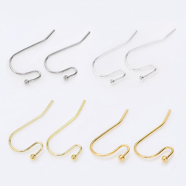 S-Shaped Brass Earring Hook, 100pieces, MFEA1006