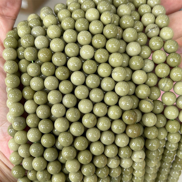 Natural Green Alashan Agate Beads, 4/6/8/10mm, Natural Color, 1 Strand, MBGEAGA051