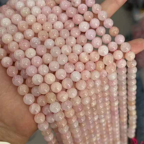 Natural Pink Morganite Beads, Natural Color, 6/8/10mm, 1 Strand, MBGEMOR002