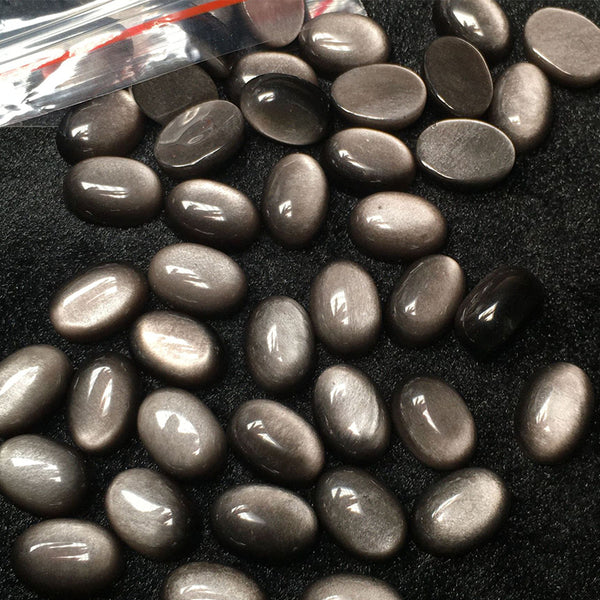 Natural Silver Obsidian Oval Cabochons, Natural Color, AAA Grade, 1 Piece, MFCA3602
