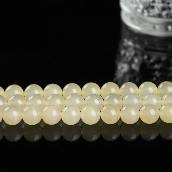 Light Yellow Chalcedony Beads, Dyed, 4-12mm, 1 Strand, MBGECHA007