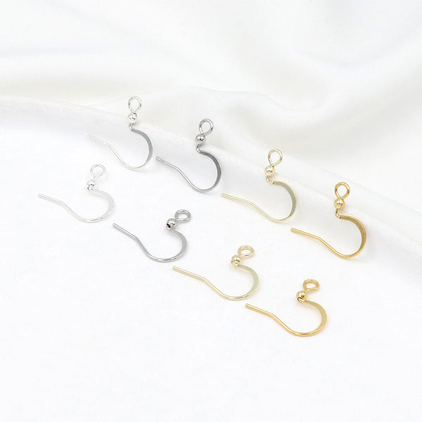Flat Brass Earring Hook with Bead, 100pieces, MFEA1007