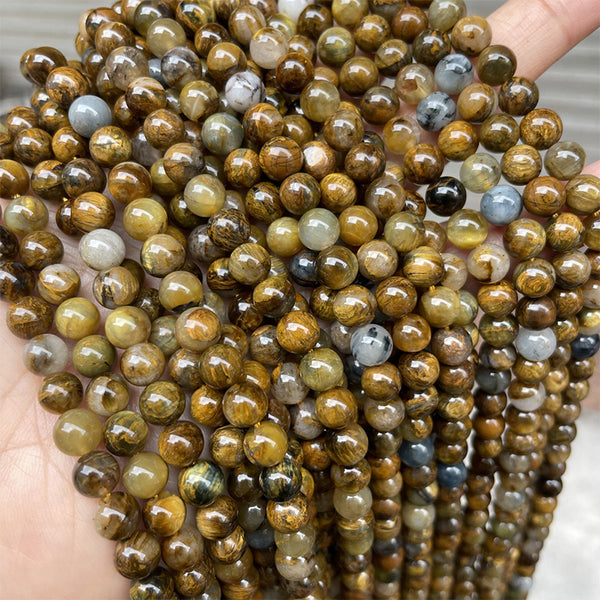 Natural Yellow Pietersite Beads, Natural Color, 6/8/10/12/14mm, 1 Strand, MBGEPIE002