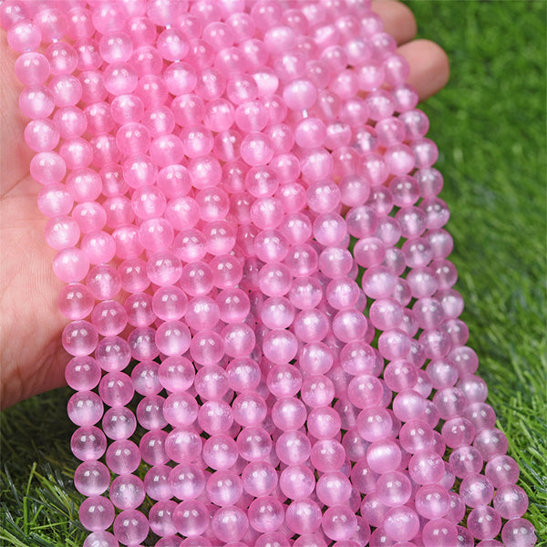 Pink Selenite Beads, Dyed, 8mm, 1 Strand, MBGESEL006