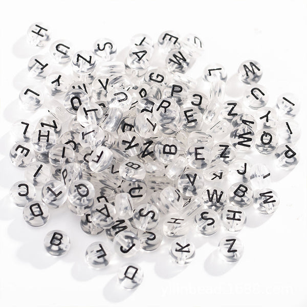 Round Letters Acrylic Beads, 4*7mm, 500g, MBAC4018