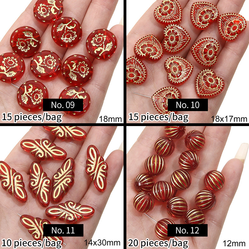 Red Baroque-Style Acrylic Beads, MBAC3026