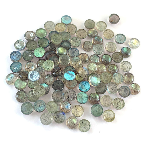 Natural Labradorite Round Cabochons, Natural Color, 1 Piece, MFCA1003
